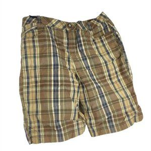 Faded Glory Women brown multi-color plaid shorts 100% cotton Size 8